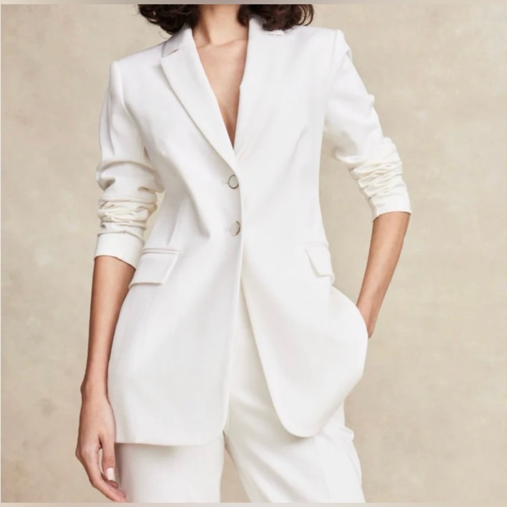 Pearl by Lela Rose White Long Sleeve Blazer Size 2